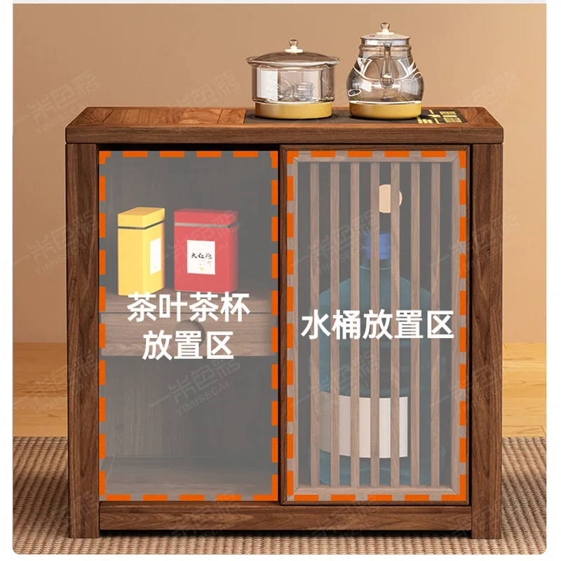 Solid wood new Chinese storage tea cabinet with door drawer tea side cabinet tea table sliding door side few kettle integrated t