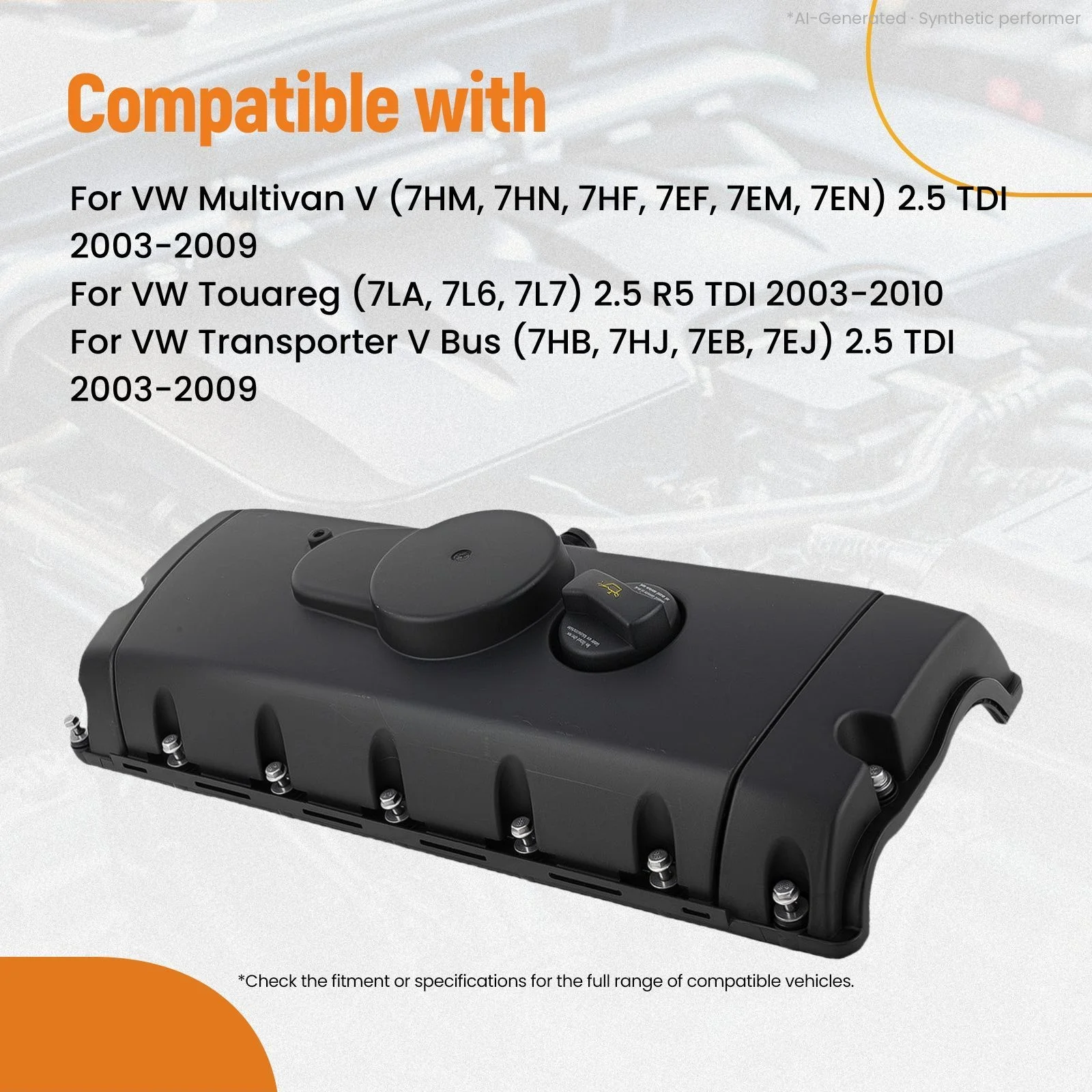 Engine Cover for VW Multivan Transporter 2.5 TDI 2003-2009 BVC50161 Black 070103469B 12300125  DRM21922