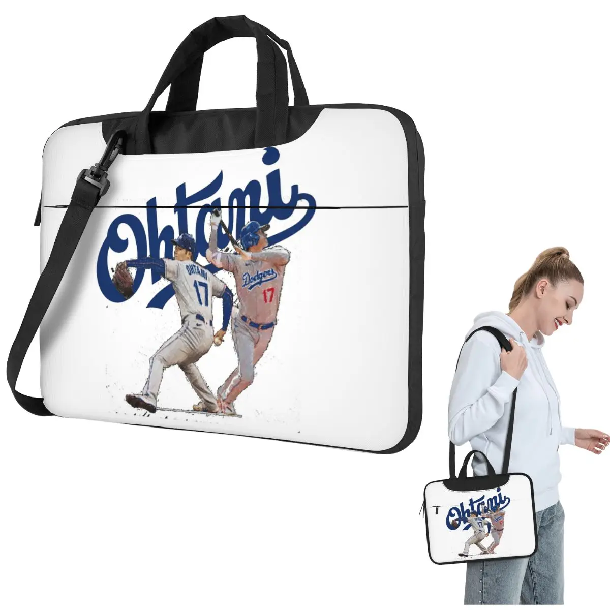 

Dodgers Ohtani 2-сторонняя сумка для ноутбука, защитный чехол, сумка для компьютера 13, 14, 15,6 дюймов, сумка через плечо для ноутбука Macbook Pro Air