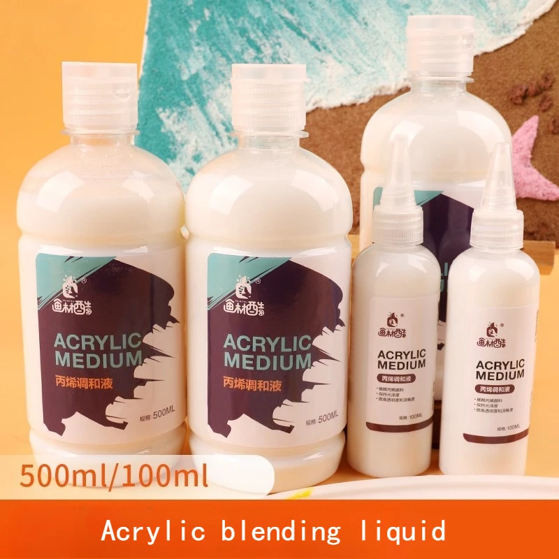 100/500ml Acrylic Blending Liquid Diluent Matte Blending Agent for Enhance The Texture of The Work Dilute Pigments Lighten Color