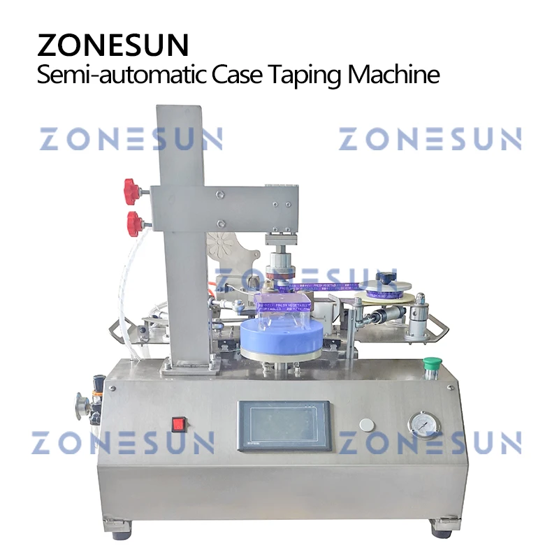 ZONESUN ZS-FH020 Semi Automatic Taping Machine Case Tape Dispenser Sealing Square Rectangle Round Box Case Packaging