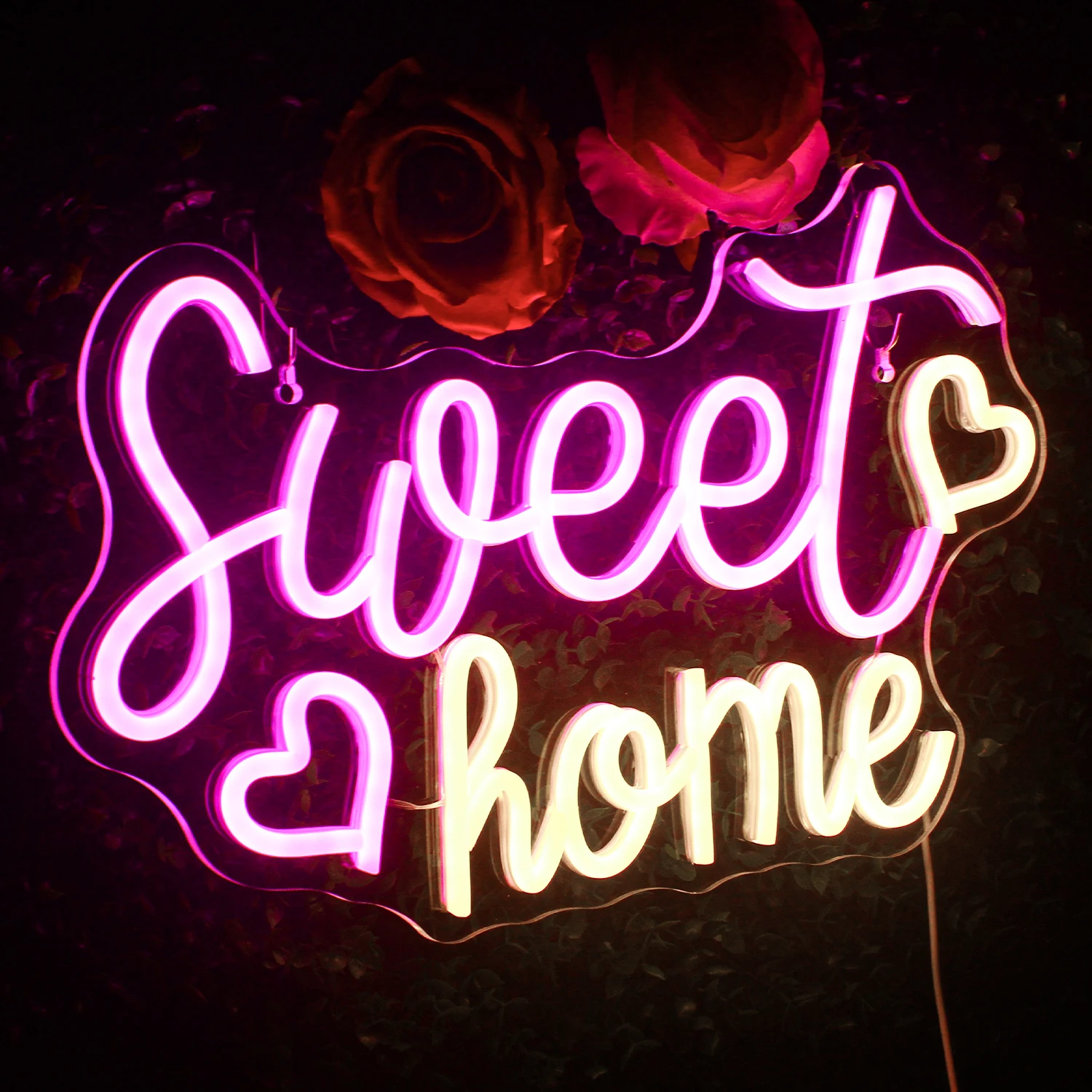 Lâmpada de parede LED Neon Sign para quarto, Letras estéticas, Decoração de sala quente, USB, Lâmpada para festa, Decoração Festival, Home Sweet Home