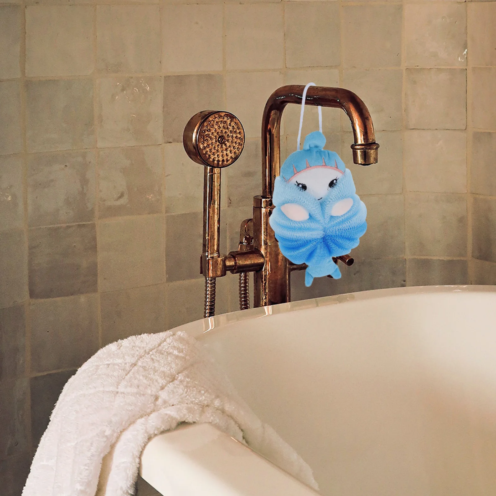 

Cartoon Animals Shaped Balls Mesh Bath Scrubber Lovely Decorative Bathroom Tool Hanging Rope Thick Durable Skin