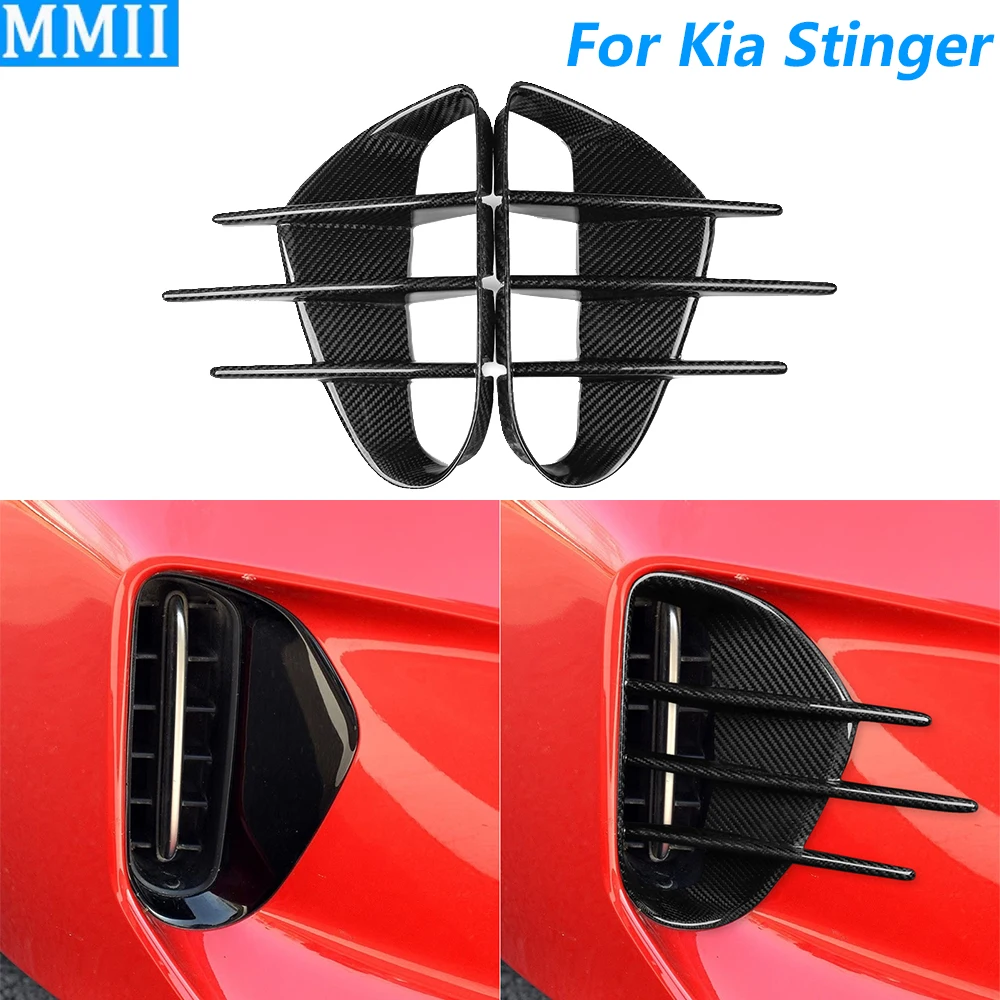 

Для Kia Stinger GT 2017-2025 настоящий сухой передний бампер из углеродного волокна, боковая крышка воздухозаборника, украшение, модификация автомобильных аксессуаров