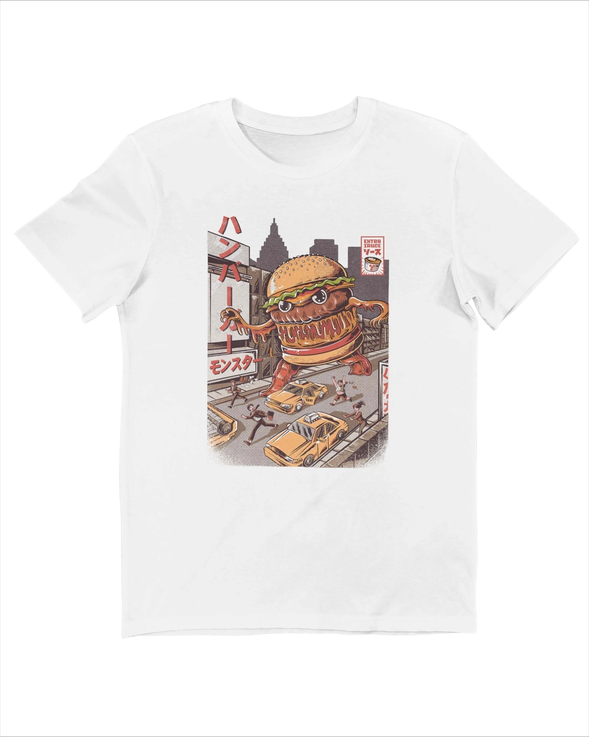 

Burgerzilla Hamburger Графический принт Летние элитные брендовые хлопковые мужские и женские футболки с короткими рукавами Одежда