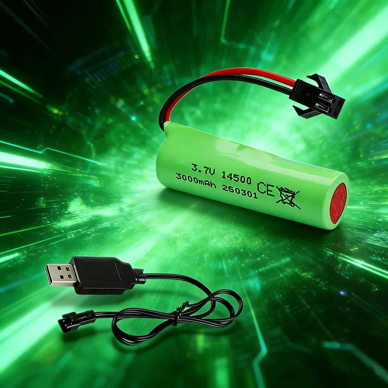 Akumulator litowo-jonowy 3.7V 3000mAh 14500 z ładowarką SM do samochodu RS 911 SG204PRO SU7/8067/DK-087, szybkiego pojazdu RC do driftu. — zdjęcie produktu 3