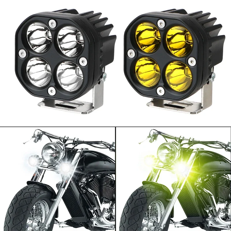 

Motorcycle Headlight 6000K Dual Color Waterproof Auxiliary Headlight External Spotlight Waterproof LED Light Auxiliary Headlight