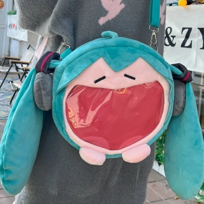 日本のかわいい初音ミクぬいぐるみショルダーバッグクリエイティブ漫画大きな口の形初音周辺機器ポータブル収納袋ギフト