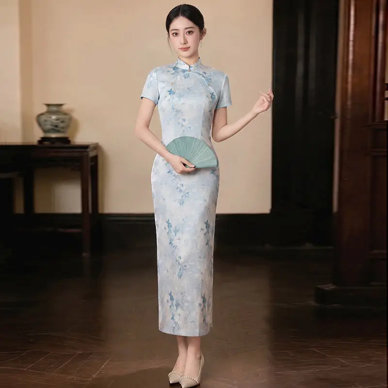 

New Chinese Style Suzhou Long Cheongsam Improved for Young 2026 Women's High-end Daily Summer Qipao