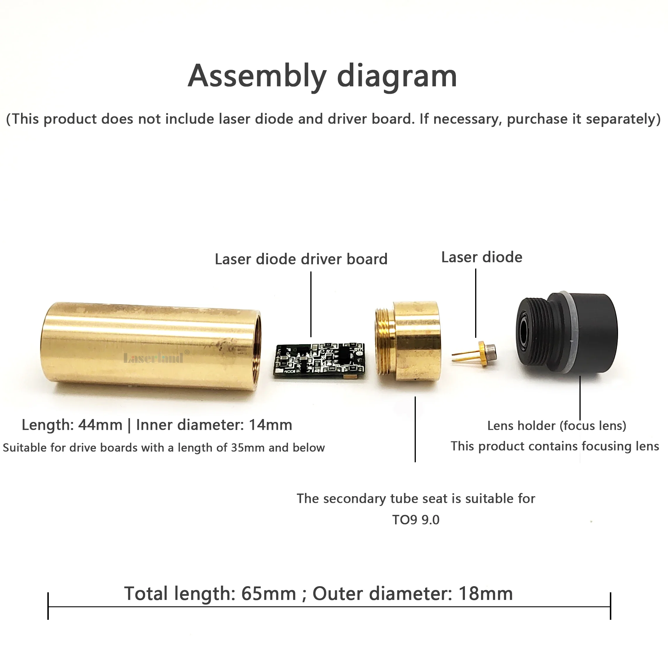 40*40mm Hardware Heat Dissipation Shell with 17.5mm Inner Diameter for 9.0mm LD