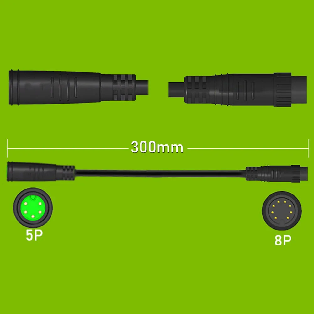 

8-контактный кабель контроллера для серии KT на 5-контактный дисплей, горный электровелосипед, электрический медный провод из ПВХ, длина 300 мм и 1000 мм, черный цвет