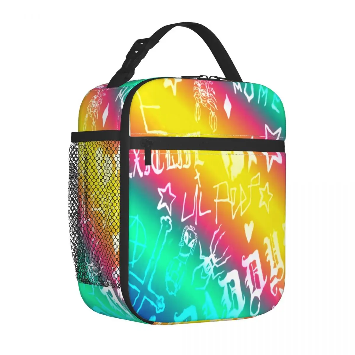 Lils Peep Pattern Thermal Insulated Lunch Bag Women Hip Hop Style Singer Portable Lunch Tote for Camping Travel Storage Food Box