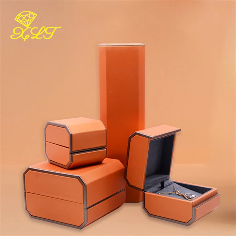 Orange Octagonal Magnetic Jewelry Box Pendant Bracelet Case For Necklace Jewelry Packaging Jewelry Organizer Storage