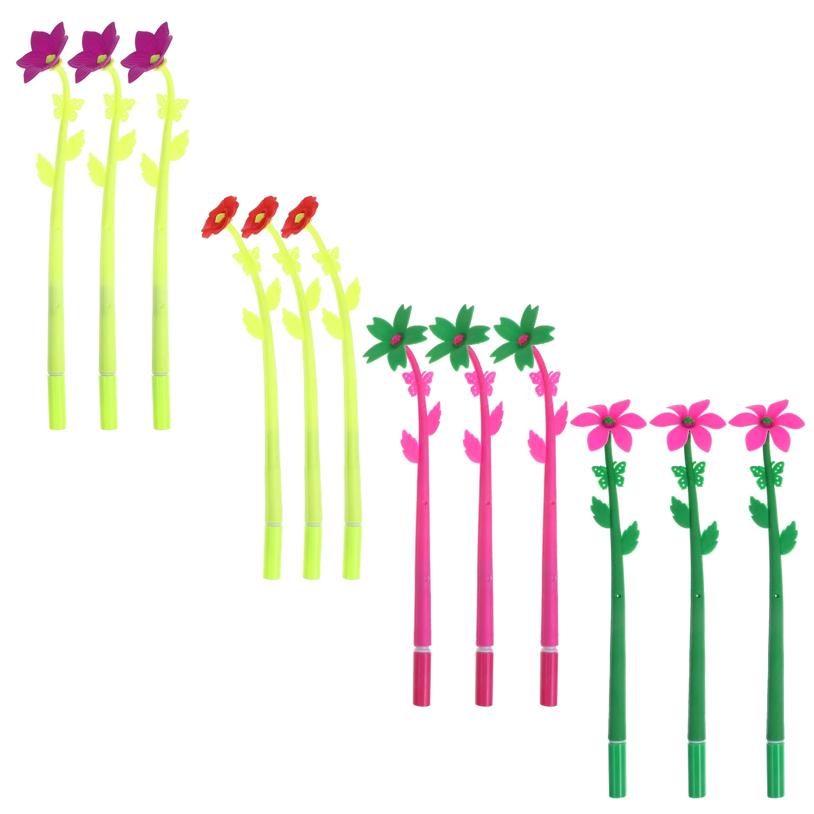

12pcs Black Ink Pens 0.38mm Fine Tip Daffodil Flower Pattern Smooth Writing for Office School Kids Students Decorative Pen Gift