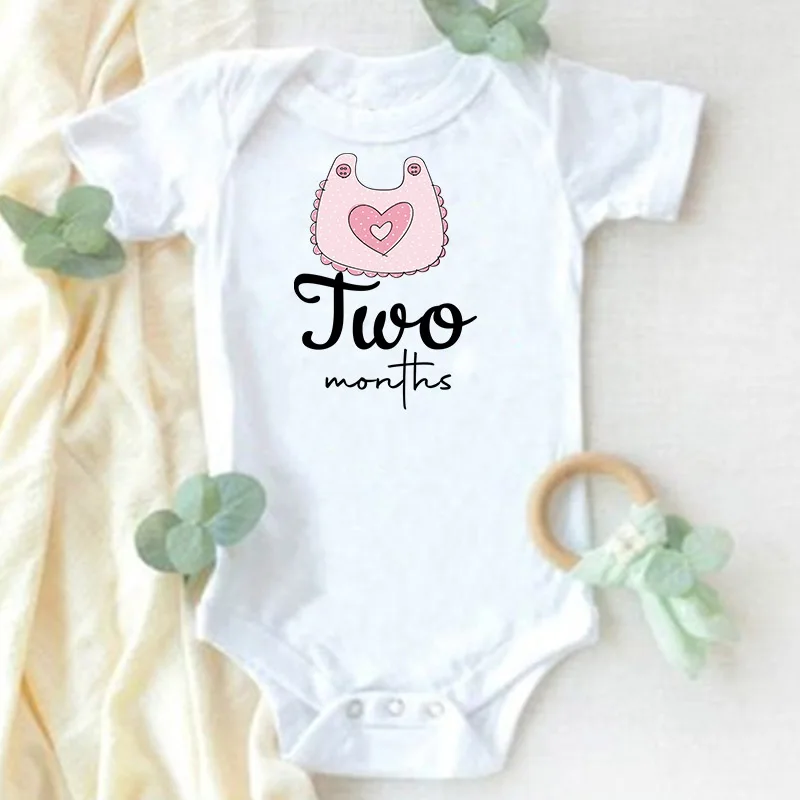 Monthly Milestone Baby Grow Bodysuit  Girls 1-12 Months Baby Shower Gift Month Pictures Monthly Jumpsuit Clothes Infant Romper