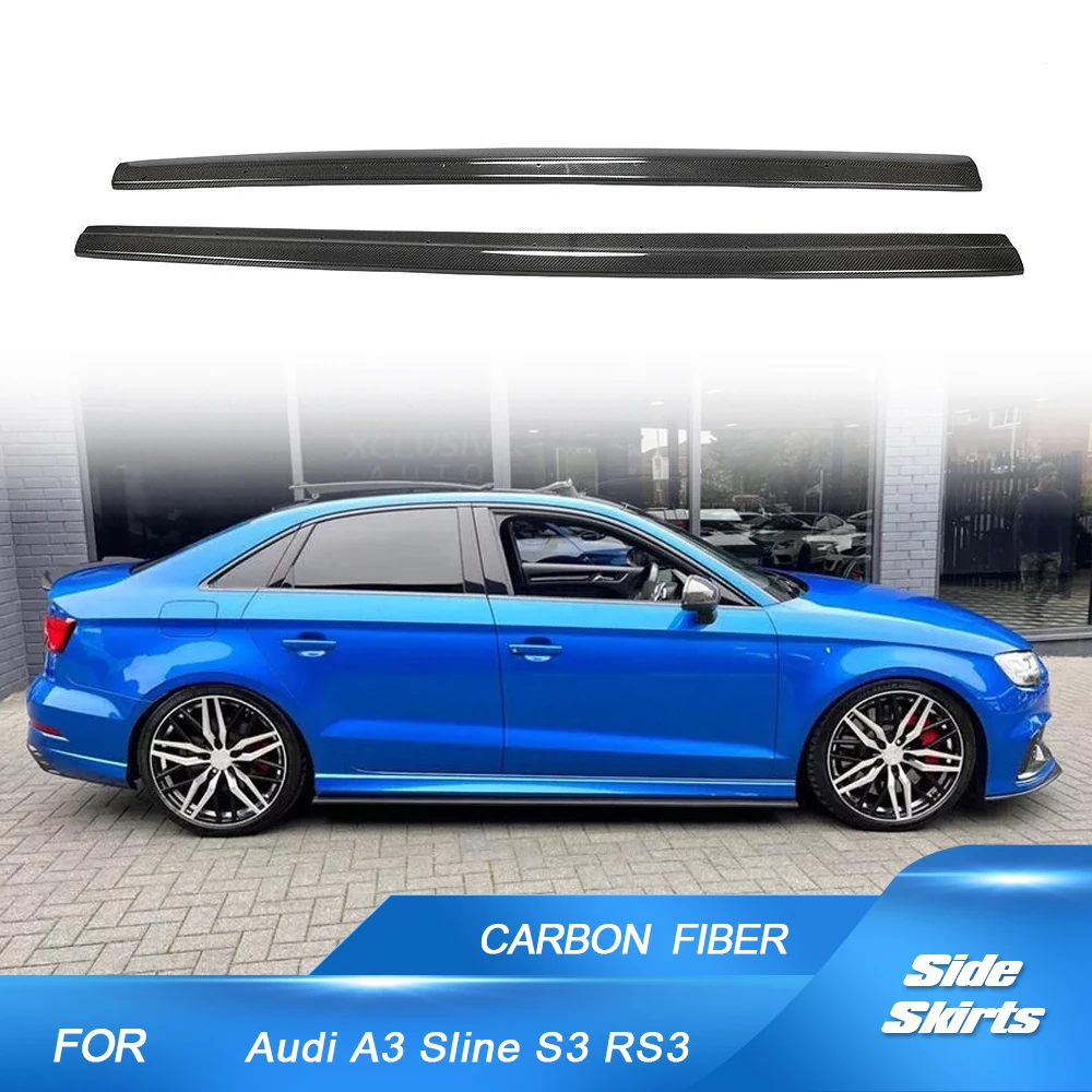 Carbon Fiber Car Side Skirts for Audi A3 8V Sline S3 RS3 2014-2023 Underboard Extension Spoiler Car Dorr Body Kits Rocker Panels