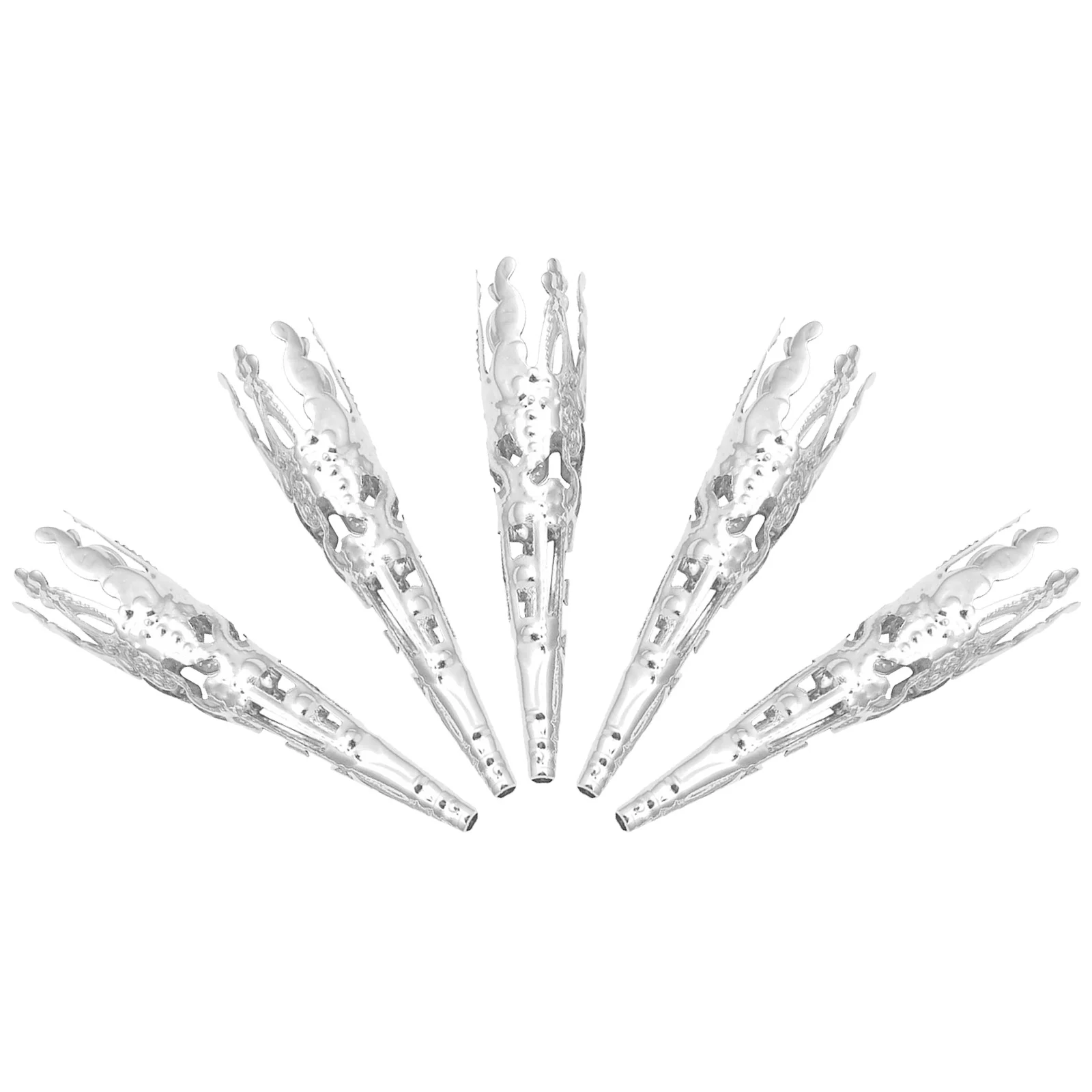 100 قطعة قبعات خرز زهرة طويلة 5-Petal الحديد المخاريط المجوفة لصنع المجوهرات Diy بها بنفسك المشاريع الحرفية نهاية قبعات معدنية تخريمية البوق #1