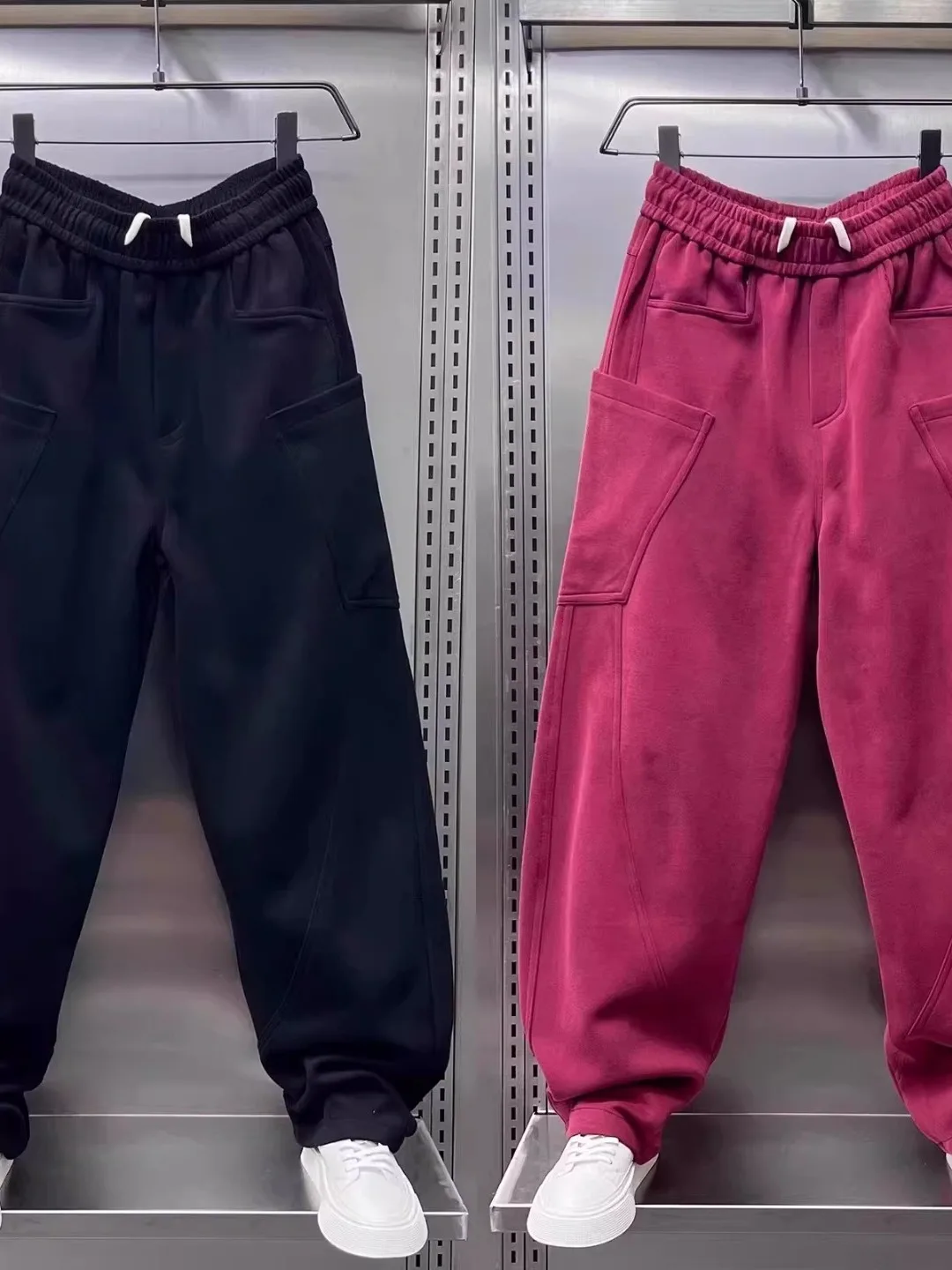 

Kazuki Kuraii Men's Faionable Bla Casual Pants Fce Lined Loose Wide Leg Straight Cut Trousers Spring Autumn New Sle