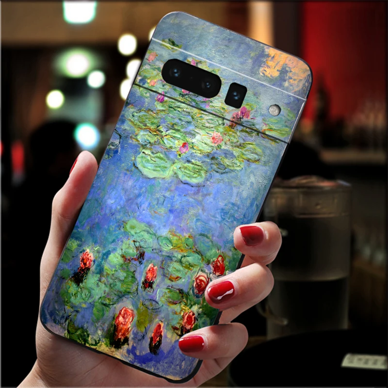 حافظة لهاتف جوجل بيكسل 10 9 برو XL 9A 8 7 6 برو بيكسل 8A 7A 6A بكسل 8 7 6 5 كلود مونيه جاردن لوتس بريدج #6