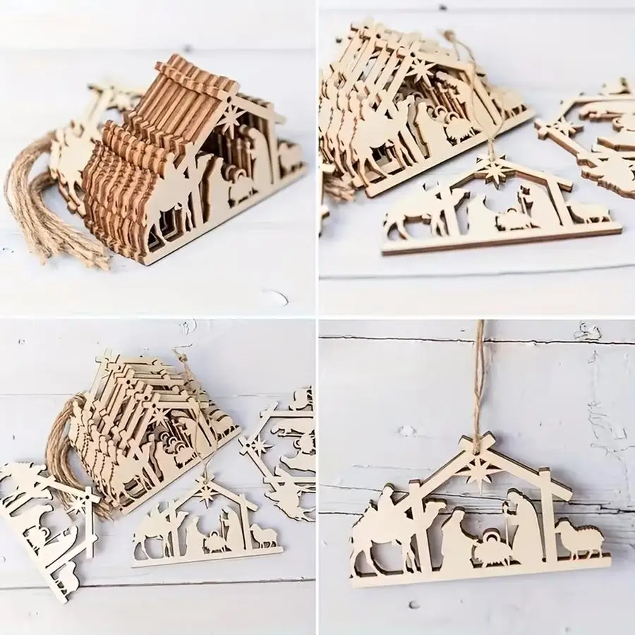 1/5/10/20/50/100pcs Wooden Christmas Decorations - Christmas Ornaments for Home Decor, Parties, Weddings, and Various Occasions