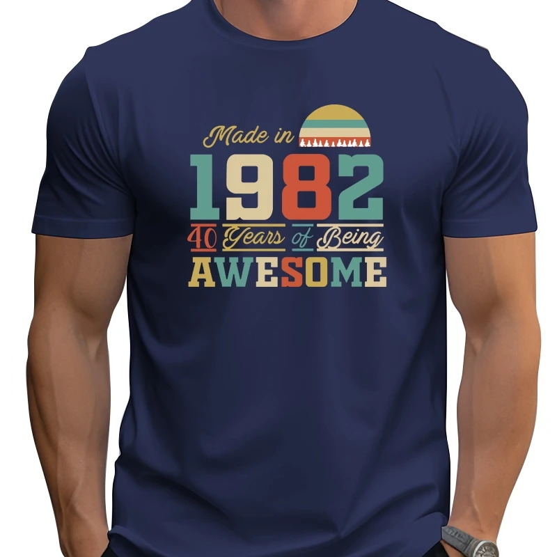 

100% хлопок 1982 года, потрясающие подарки на день рождения, мужская новинка, футболка, женская повседневная уличная футболка в стиле Харадзюку