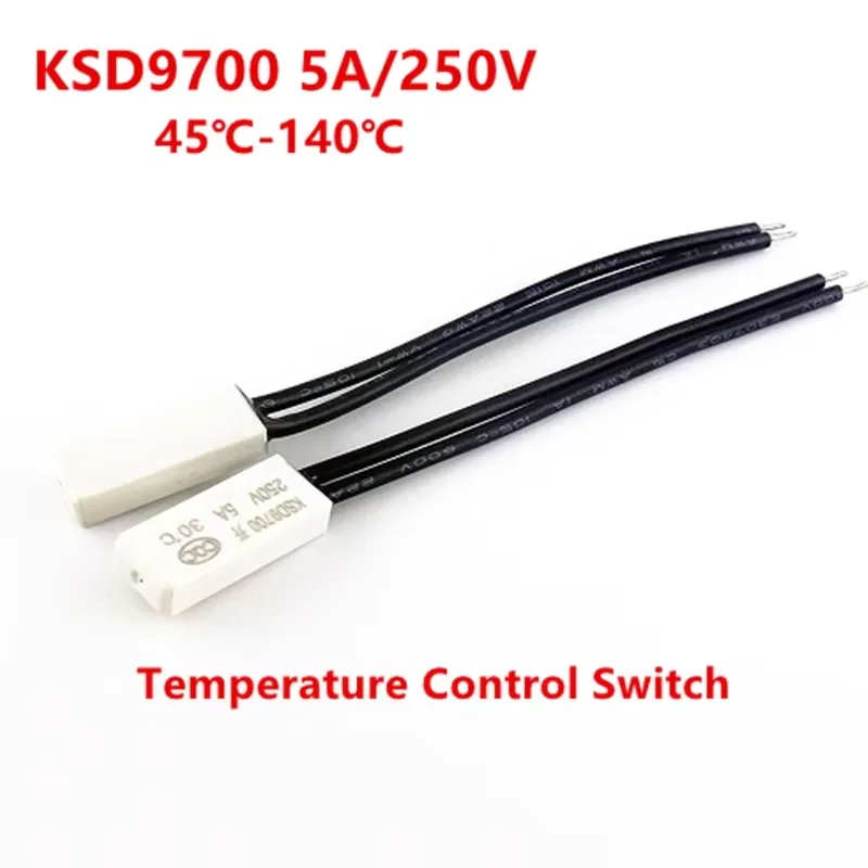 1/2/5pcs KSD9700 Thermostat 10A 250V Ceramic Temperature Thermal Control Switch normal close open NC NO 40-130 Degree