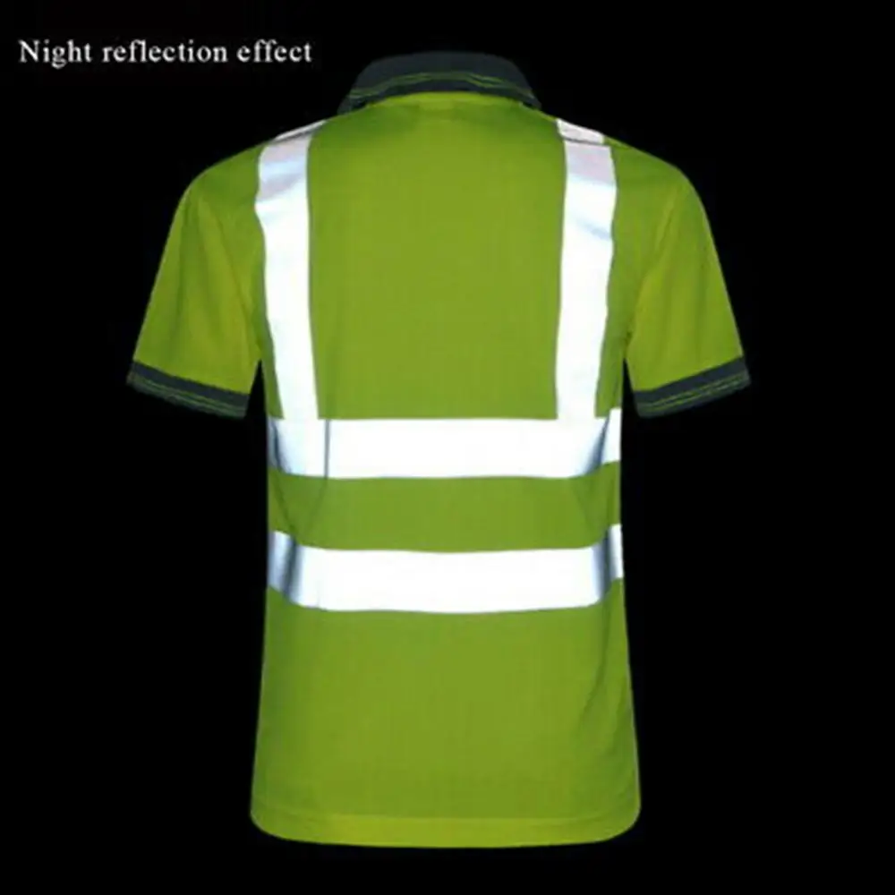 T-Shirts Men Summer Polyester High Visibility Safety Reflective Short Sleeve T-Shirt Top T-shirt men\'s tshirt Safety Reflective