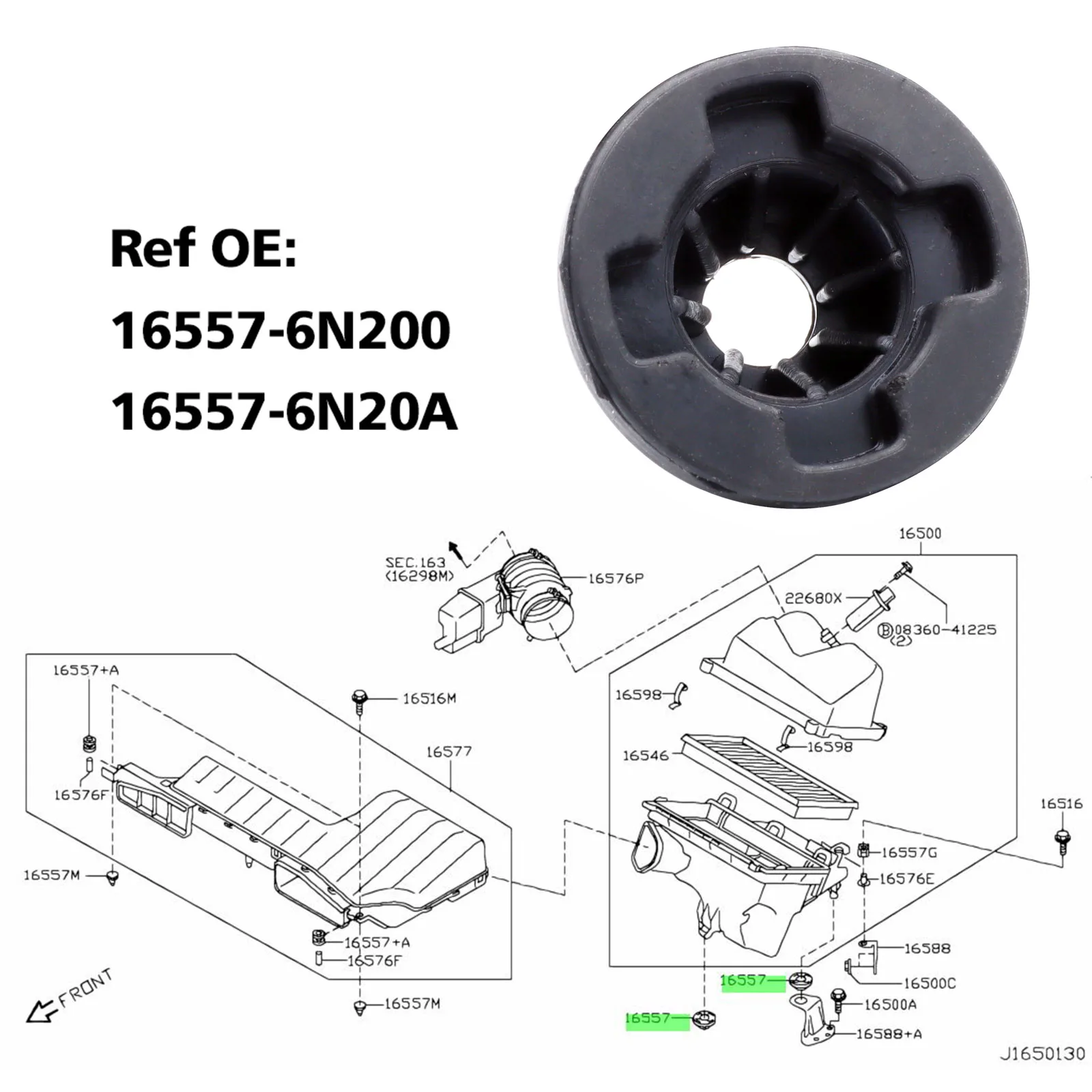 2 FOR NISSAN TEANA CUBE SERENA NV200 PRIMERA NAVARA LIVINA AIR INTAKE CLEANER FILTER BOX BUFFER MOUNT RUBBER GROMMET 16557-6N20A