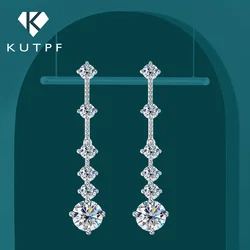 Long Tassel Full Moissanite Dangle Earrings with Certificates 6CT D Color Lab Diamond Earring 925 Silver Fine Jewelry for Women