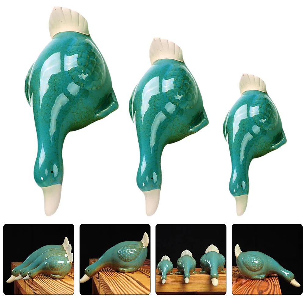 

3 Pcs Ceramic Duck Figurines Water Drinking Ducks Statue Desk Home Office Decor Craft Blue Ceramic Duck Decor Statue Set