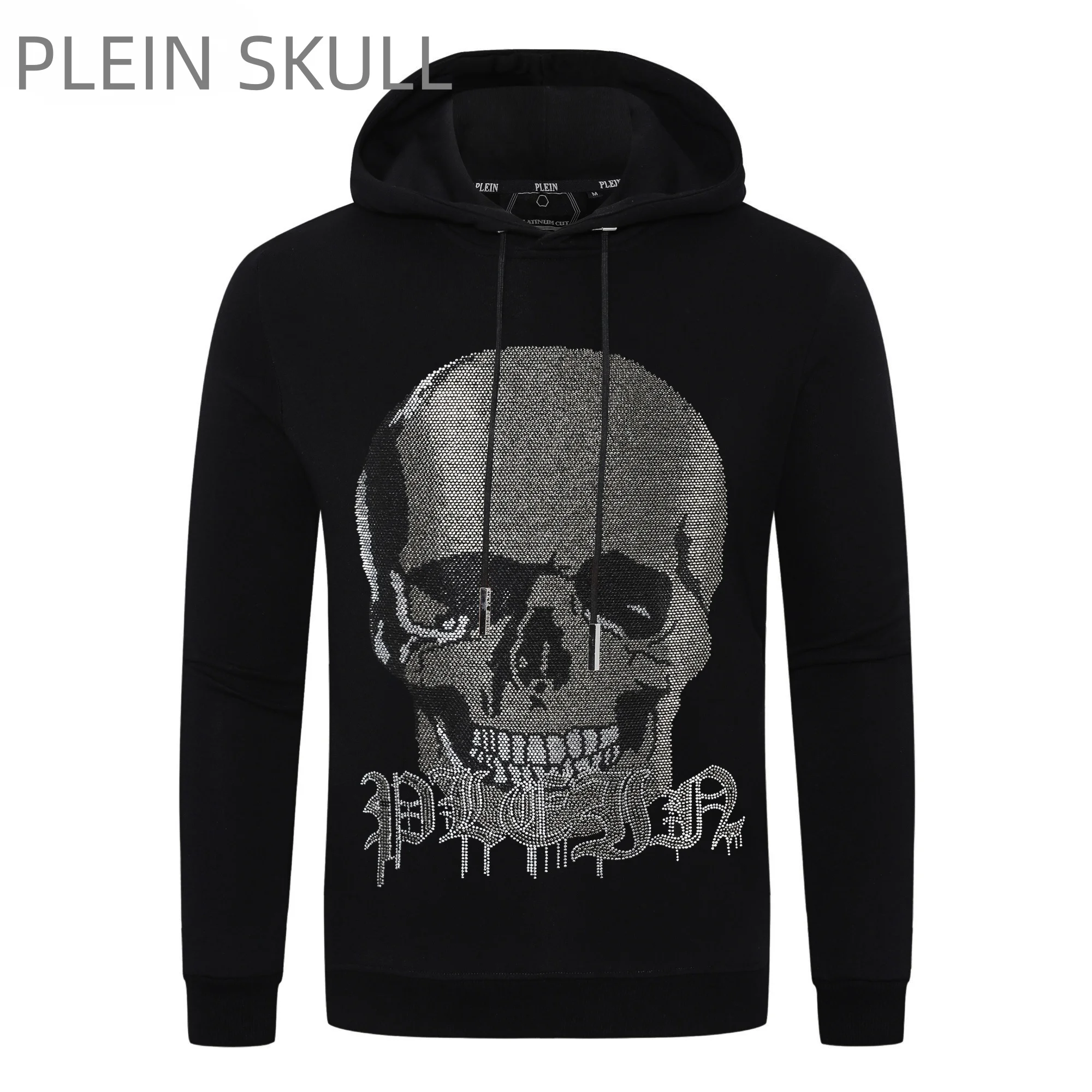 Plein Skull  Spring and Autumn Hoodie Men's Personalized Slimming Long Sleeve Black Coat High Street Sports hooded sweatshirt