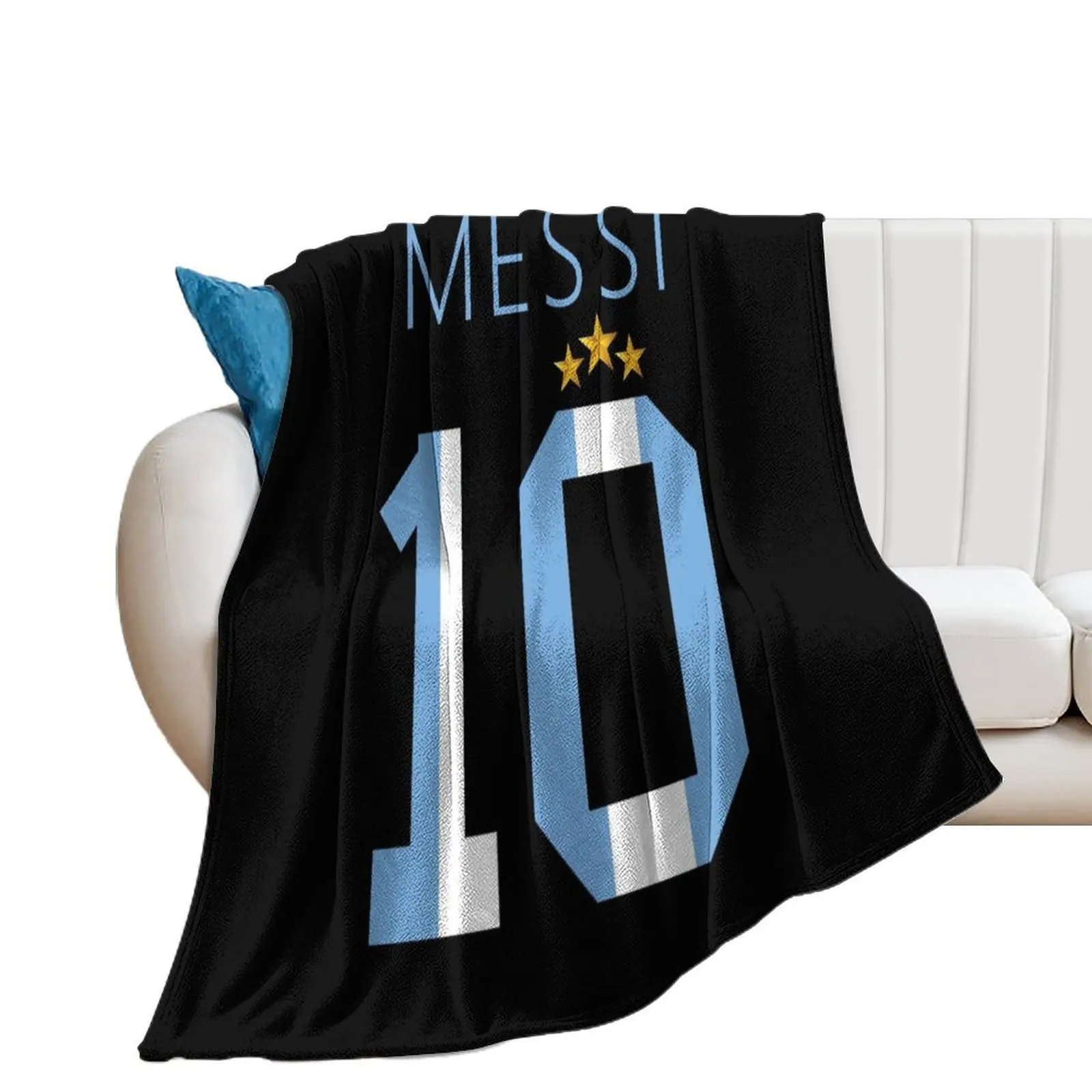 Messi argentina number 10 with 3 stars ver 1 Throw Blanket Plaid on the sofa sofa bed Travel for sofa Blankets