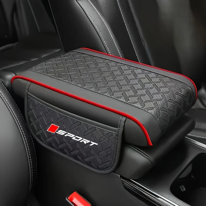 Universal Sporty Car Armrest Pad, Faux Leather Center Console Cover, Scratch-Resistant And Wear-Resistant, Enhances Comfort