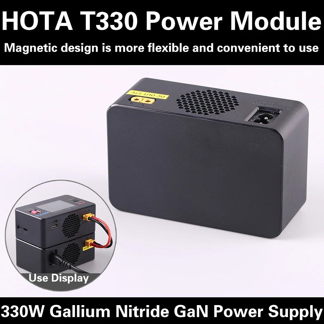 hota-t330-gallium-nitride-330w-model-aircraft-gan-power-adapter-magnetic-p6-charger-paired-with-xt60-power-supply