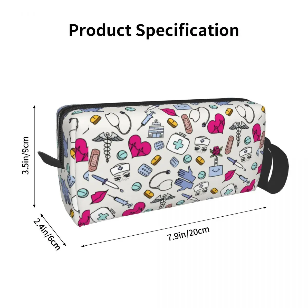 Custom Pattern Nurse Makeup Bag Women Travel Cosmetic Organizer Kawaii Cartoon Nursing Storage Toiletry Bags