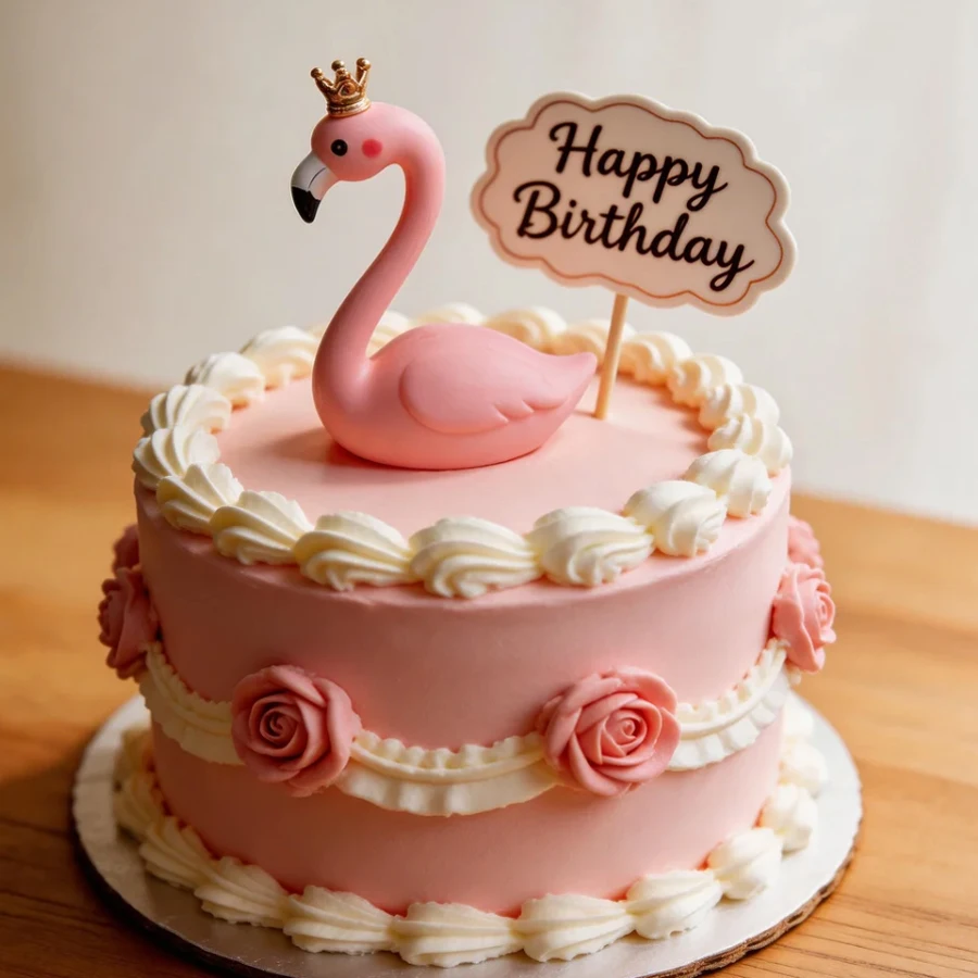 Cartoon-Krone Rosa Flamingo Kuchendekoration Niedliches Flamingo-förmiges Ornament Geburtstagsfeier Backzubehör – Detail 2