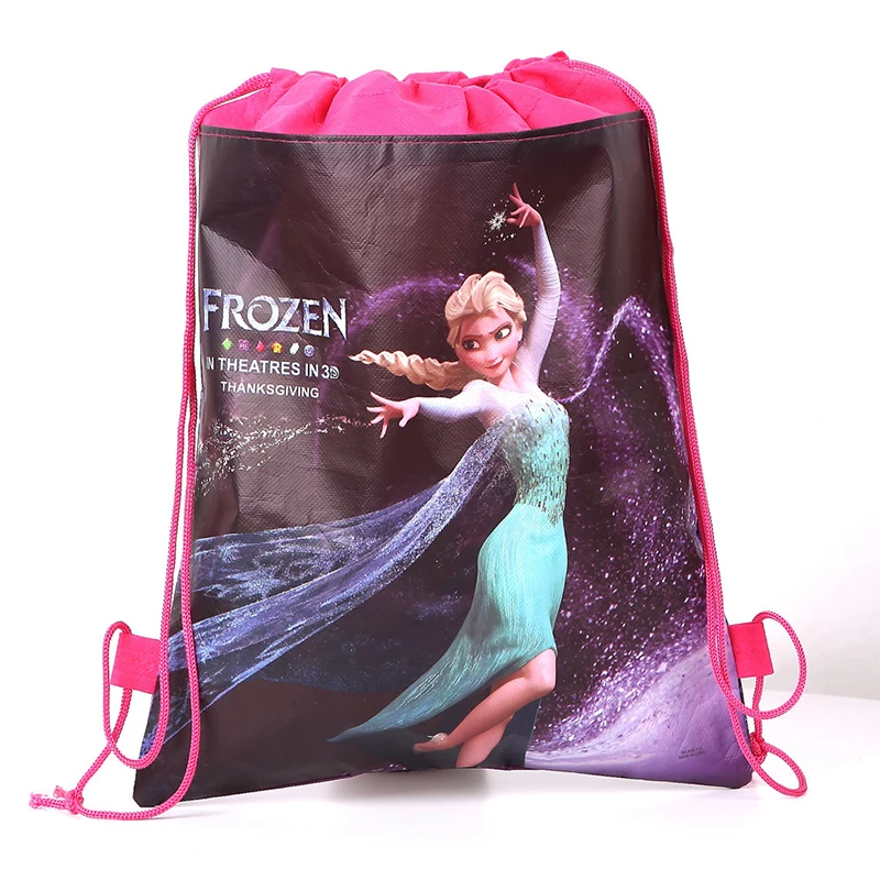 Disney Frozen Princess Bag Cute Princess Elsa Printed Cartoon Drawstring Backpack for Girls Double-Sided Sports Storage Bag Gift