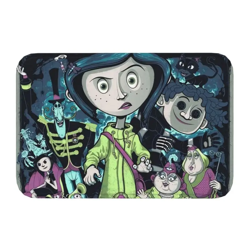 Custom Halloween Horror Film Coraline Front Floor Door Entrance Mats Outdoor Bathroom Kitchen Doormat Living Room Carpet Rug