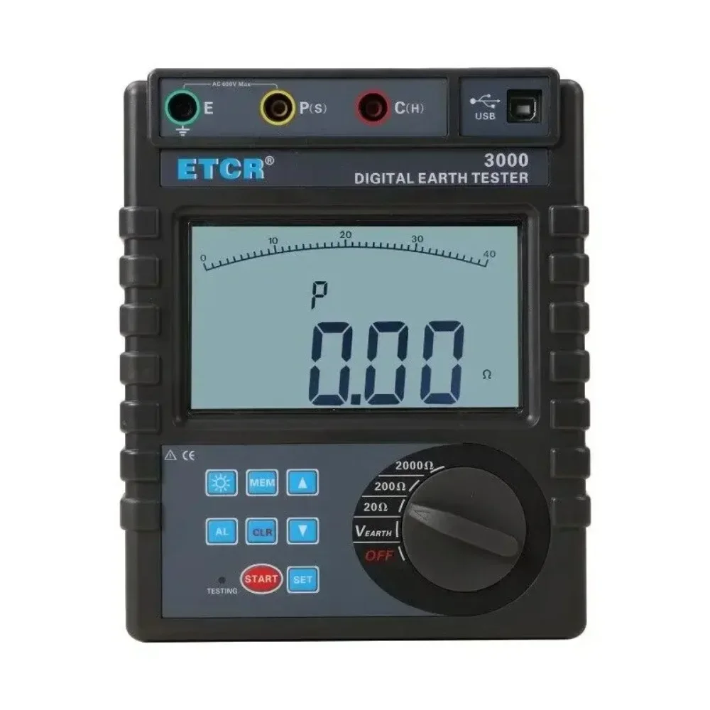 ETCR3000 Digital Earth Ground Resistance Meter Tester