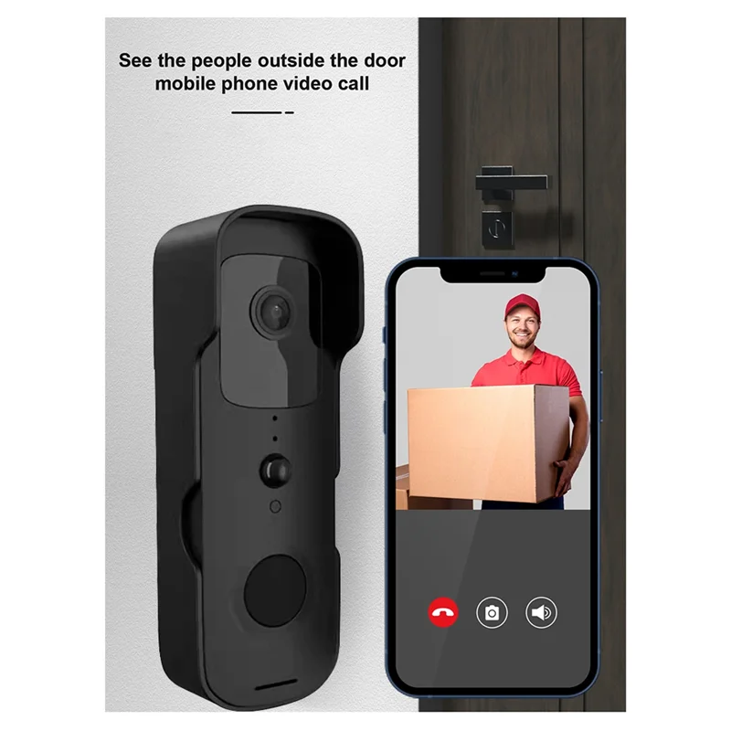 ABKI-Tuya Smart 1080P Timbre de vídeo WIFI de alta definición con visión nocturna, intercomunicador visual e impermeable: se adapta a trajes europeos