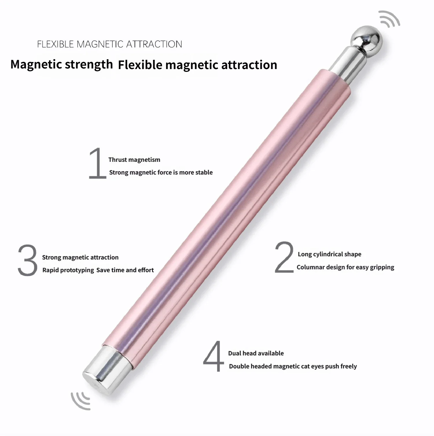 両端磁気キャッツアイネイル磁気スティック鋼球付き超強力ジェルポリッシュマグネットマニキュア磁気ネイルツール
