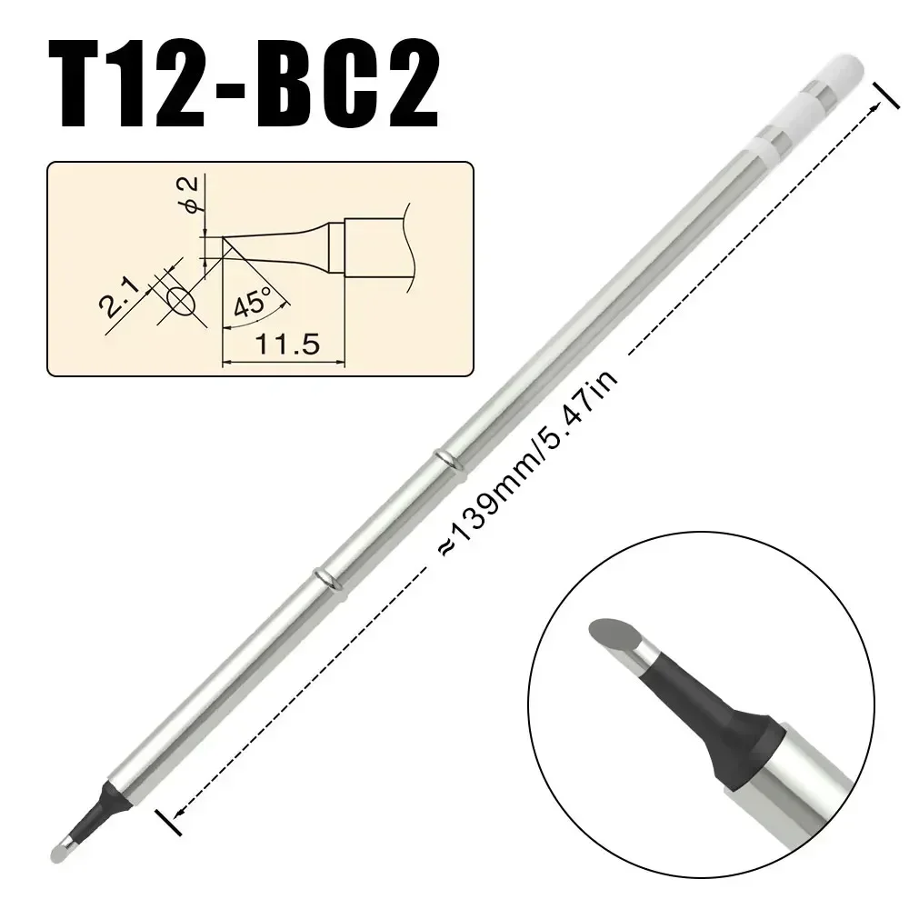 T12 Series Black Chrome Replacement Soldering Iron Tip Quick Heating Stable Temperature More Durable Soldering Station T12-K BC2