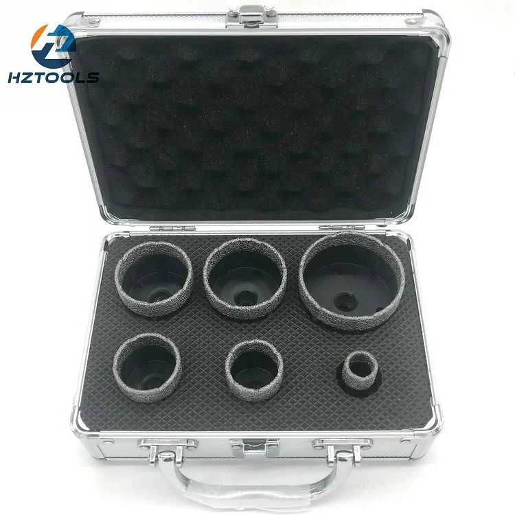 Full Set Vacuum Brazed Diamond Core Drilling Bits Hole Saw For Ceramic Porcelain Tile Marble Quartz Granite Stone