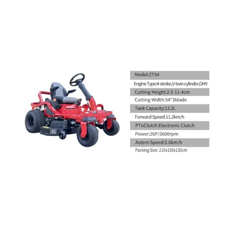 Zero Turn Lawn Mower 54 Inch Deck Riding Grass Cutting Machine Professional Garden High Efficiency