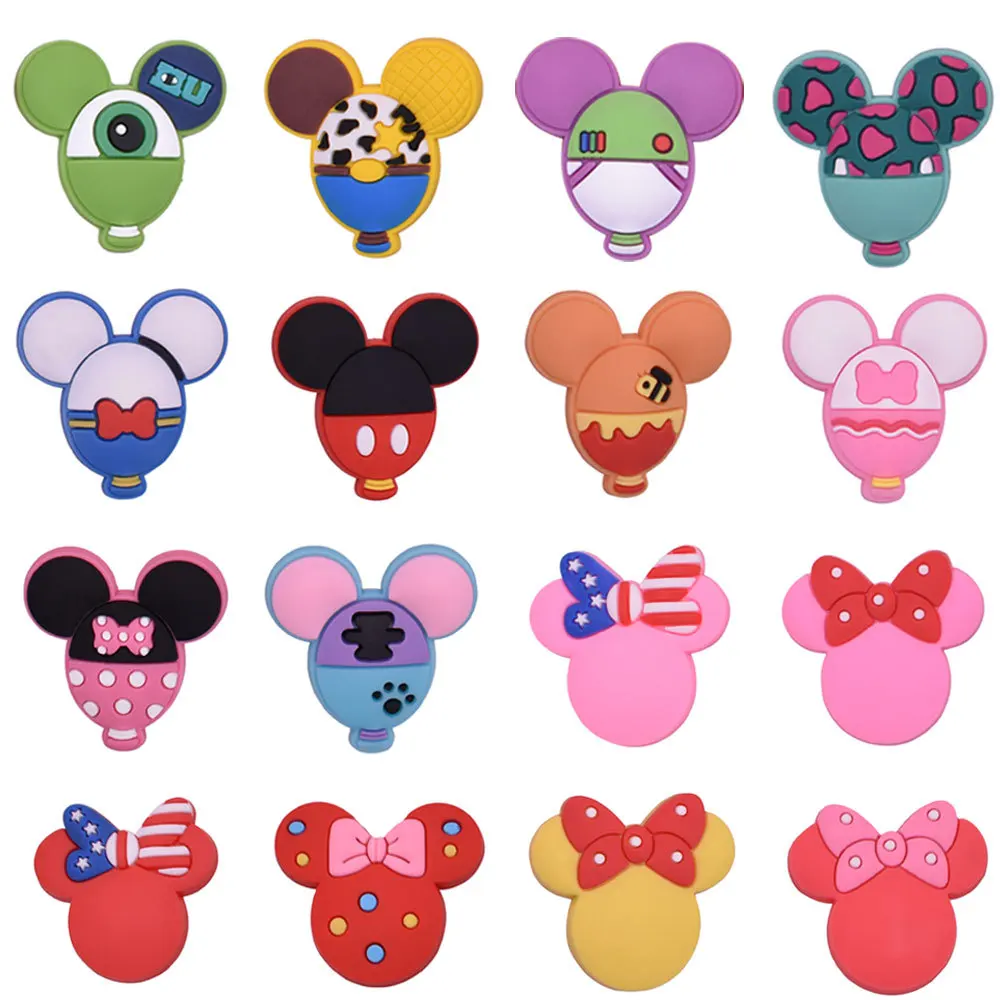 HOT Sale 1pcs Mickey head Cartoon series Shoe Charms Accessories Decorations PVC Buckle for Kids Party Xmas Gifts