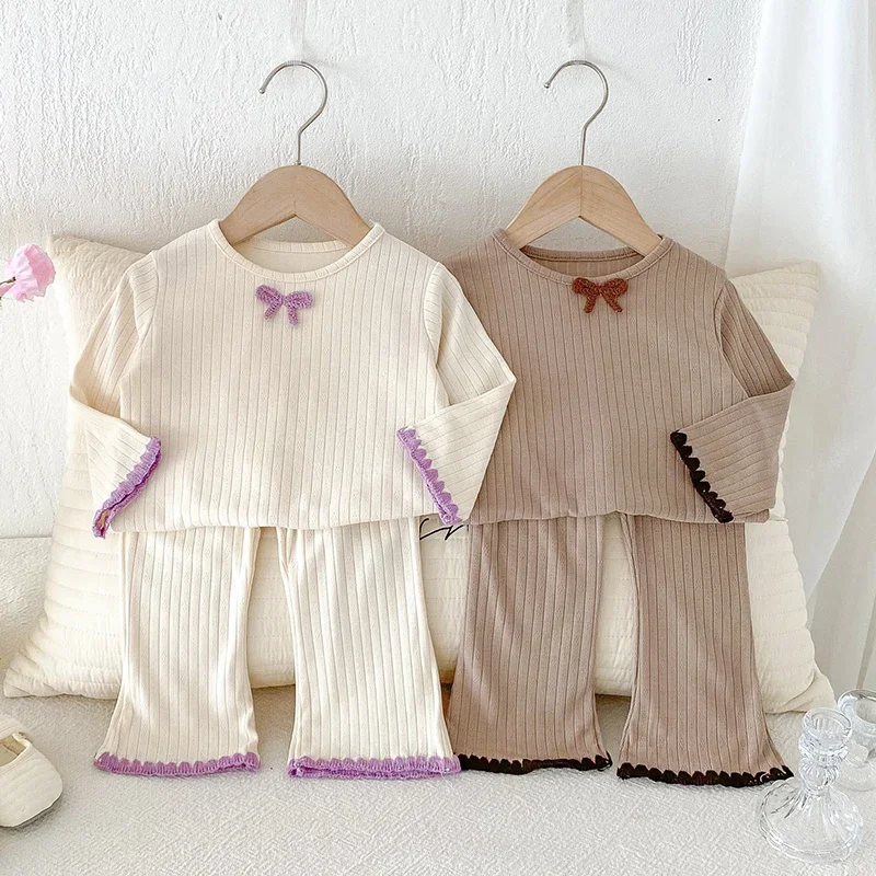 2025 New Autumn 0-4Yrs Kids Clothing Set Long Sleeved Cotton T-shirt+Pants Toddler Baby Girls Sports Clothes Suit