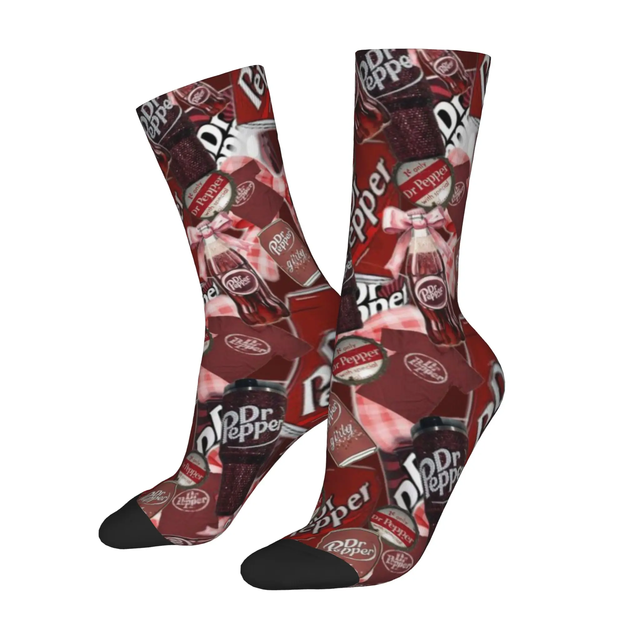 

1 Pair Funny Sock Dr Pepper Red (1) Rock Seamless Pattern Printed Men Crew Socks Casual Men's Socks