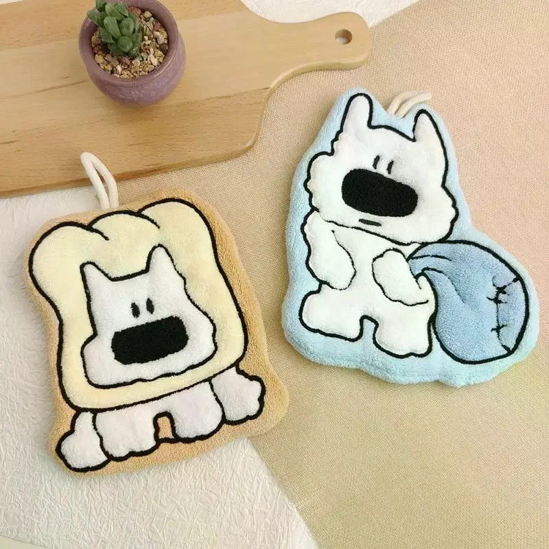 

Полотенце для рук с милым щенком, коралловый флис, сильное водопоглощение, платок для ванной комнаты, утолщенный мягкий носовой платок для туалета, кухни