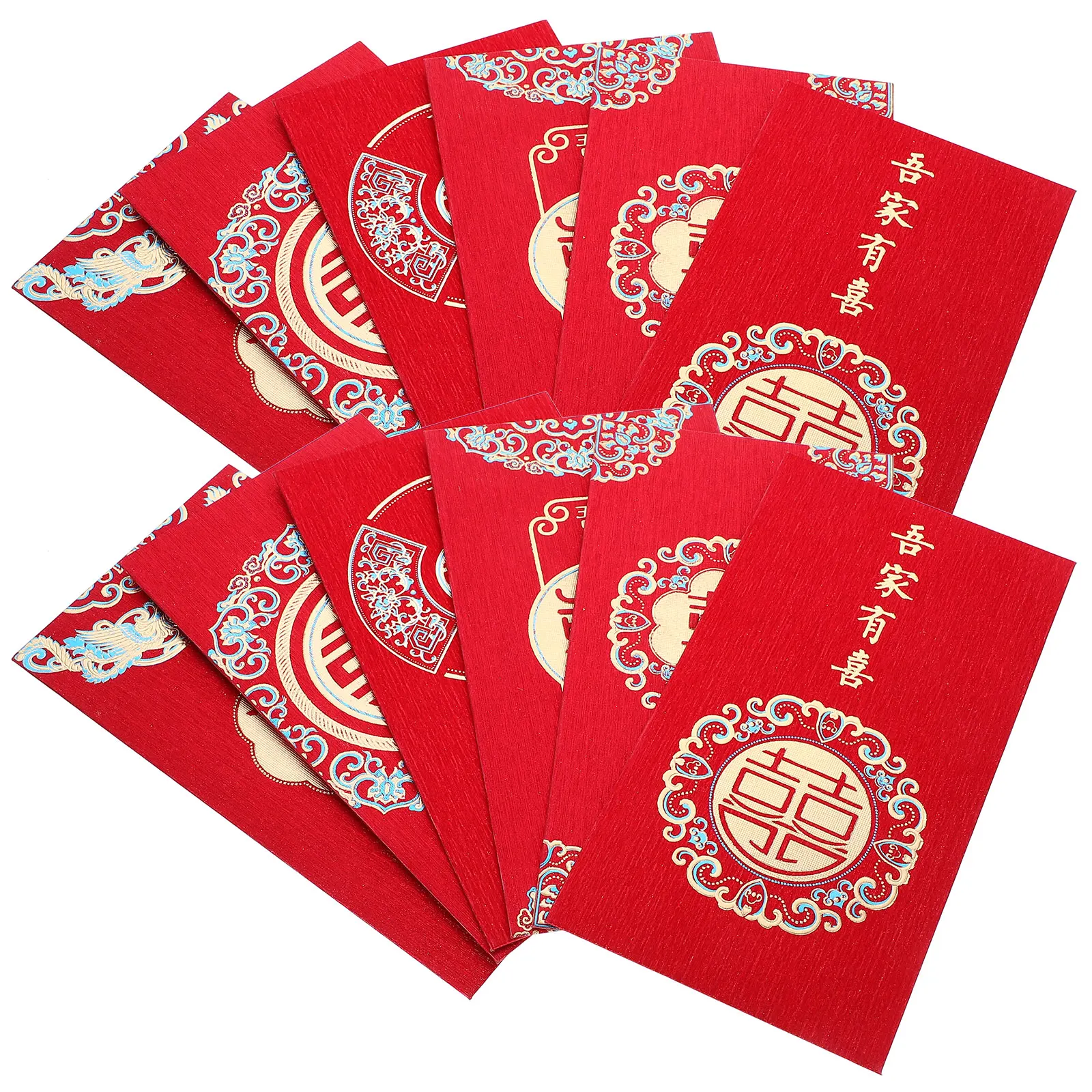 

12pcs Red Wedding Festival Chinese Style Surname Packet Cash Gift Lucky Traditional Red Envelope Blessings Traditional