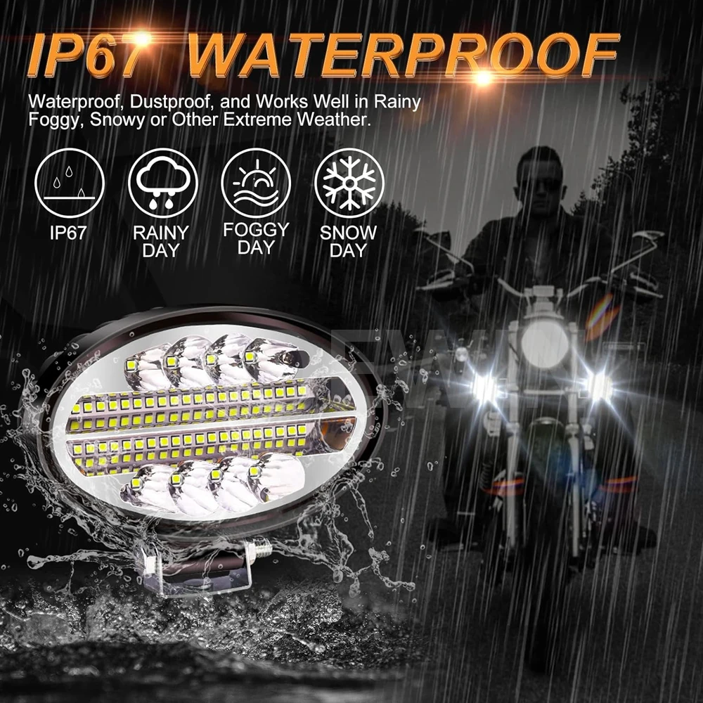 5" Inch Super Bright Harvester Oval LED Work Light Forklift Roof Working Lamp for Car Truck Offroad SUV 4x4 4wd Jeep